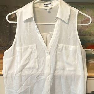Small white Express sleeveless Portofino blouse, barely worn.